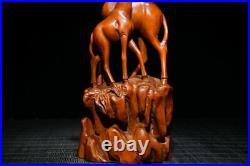 Collecting Wooden Giraffe Statue Boxwood Hand-carved Desktop ornaments and decor