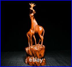 Collecting Wooden Giraffe Statue Boxwood Hand-carved Desktop ornaments and decor