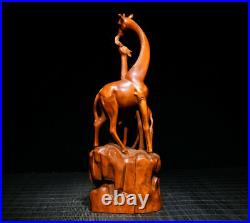 Collecting Wooden Giraffe Statue Boxwood Hand-carved Desktop ornaments and decor