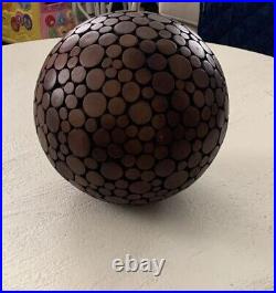 Contemporary American Carved Wood Sphere Sculpture