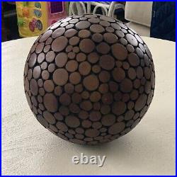 Contemporary American Carved Wood Sphere Sculpture