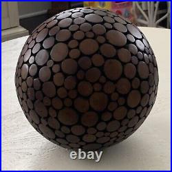 Contemporary American Carved Wood Sphere Sculpture