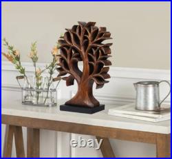 Creative Wooden Sculpture in Tree of Life Home Decor Handmade in Walnut Color