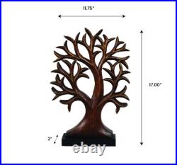 Creative Wooden Sculpture in Tree of Life Home Decor Handmade in Walnut Color