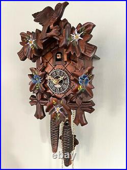 Cuckoo clock black forest 1 day original german wood carving mechanical painted