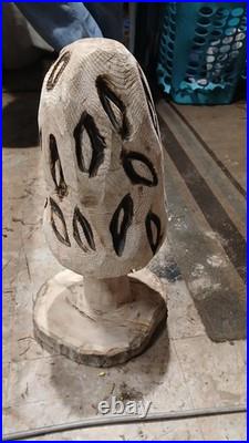 Custom Chainsaw Carved Redoak Morrel Mushroom Custom Chainsaw Carved Redoak Morrel Mushroom