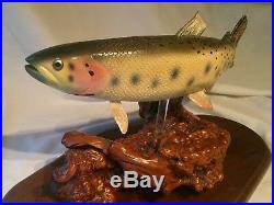 Cutthroat Trout Wood Carving Art Sculpture Vintage Hand Carved Fish Fishing