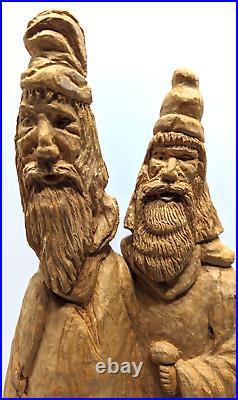 Cypress Knee Hand Carved Wood Folk Art Spirit Santa Wise Men Gnome Elf Wizard