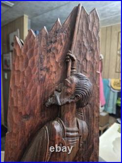 DON QUIXOTE MID CENTURY Walnut Wall Carving 31×8 RARE