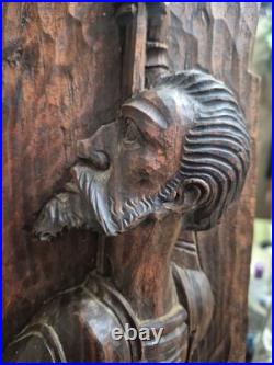 DON QUIXOTE MID CENTURY Walnut Wall Carving 31×8 RARE