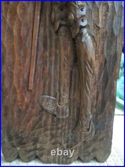 DON QUIXOTE MID CENTURY Walnut Wall Carving 31×8 RARE