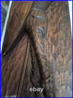 DON QUIXOTE MID CENTURY Walnut Wall Carving 31×8 RARE