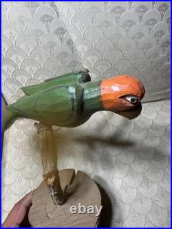 Dan And Barbara Strawser Hand-Carved/Painted Wood Bird On Branch Sculpture Dan And Barbara Strawser Hand-Carved/Painted Wood Bird On Branch Sculpture
