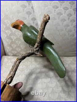 Dan And Barbara Strawser Hand-Carved/Painted Wood Bird On Branch Sculpture Dan And Barbara Strawser Hand-Carved/Painted Wood Bird On Branch Sculpture