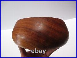 Dan Deluz Hawaiian Koa Wood Carving Bowl Vintage Signed Sculpture 1970's Rare