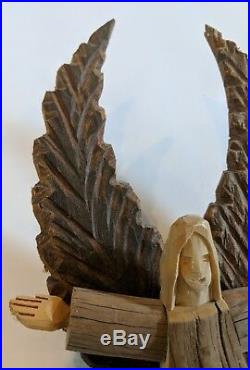 David Alvarez Angel Drift Wood Carved Sculpture Signed