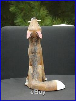 David Alvarez Coyote Wood Carved Sculpture Signed
