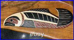 David LOUIS 20 Salmon Original Hand Carved Cedar Painted Native Art Cedar