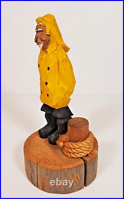 De Graff Studio Sturgeon Bay WI Hand Carved Wood Art Ayward Fisherman Statue
