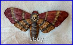Death's-head hawk moth hand carved wood sculpture Death's-head hawk moth hand carved wood sculpture