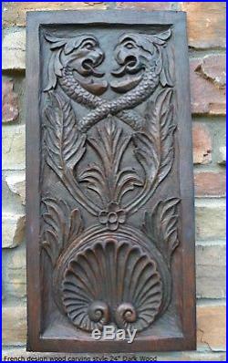 Decor French design wood carving style wall plaque sculpture 24 gryphon