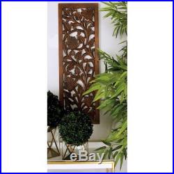 Decorative Brown Tuscan Scrolling Carved Wood Wall Panel Sculpture Home Decor