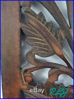 Decorative Brown Tuscan Scrolling Carved Wood Wall Panel Sculpture Home Decor