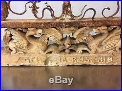 Decorative Forged Ironwork Italian Carved Wood Griffins Dragon Castle