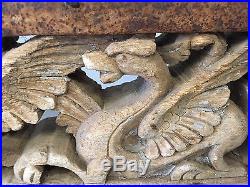 Decorative Forged Ironwork Italian Carved Wood Griffins Dragon Castle