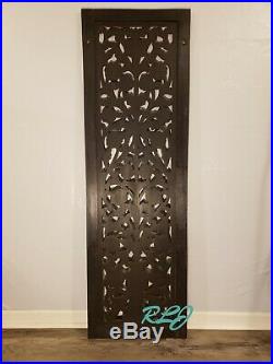 Decorative Rustic Balinese Bohemian Scrolling Carved Wood Wall Panel Home Decor