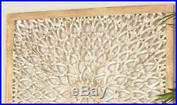Decorative Square Wood Wall Art Large Rustic Panel Carved Scroll Sculpture 36