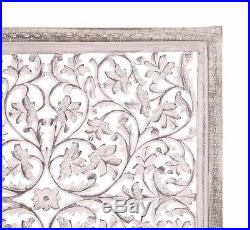 Decorative Tuscan Square Wood Carved Scroll Lacework Wall Art Panel Home Decor