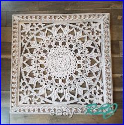 Decorative Tuscan White-Washed Shabby Chic Rustic Carved Wood Wall Panel Plaque