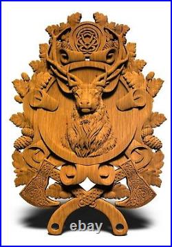 Deer Animals Ornament Wood Carved Plaque Custom order