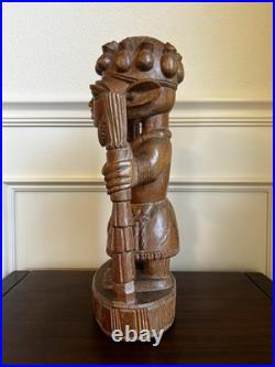 Dejo Fakeye Signed Nigerian Yoruba Carved Wood Figure 16.5 Babalawo Priest Art