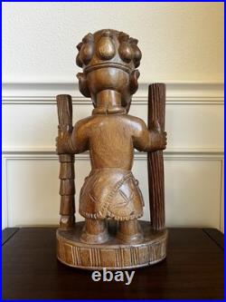 Dejo Fakeye Signed Nigerian Yoruba Carved Wood Figure 16.5 Babalawo Priest Art