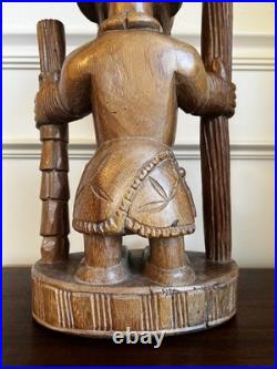 Dejo Fakeye Signed Nigerian Yoruba Carved Wood Figure 16.5 Babalawo Priest Art