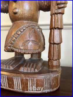 Dejo Fakeye Signed Nigerian Yoruba Carved Wood Figure 16.5 Babalawo Priest Art