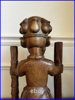 Dejo Fakeye Signed Nigerian Yoruba Carved Wood Figure 16.5 Babalawo Priest Art
