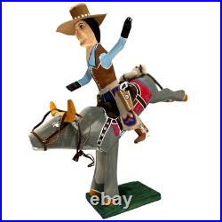 Delbert Buck Navajo Folk Art Wood Carving-Cowboy Bucking Bull Rider-Signed Delbert Buck Navajo Folk Art Wood Carving-Cowboy Bucking Bull Rider-Signed