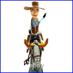 Delbert Buck Navajo Folk Art Wood Carving-Cowboy Bucking Bull Rider-Signed Delbert Buck Navajo Folk Art Wood Carving-Cowboy Bucking Bull Rider-Signed