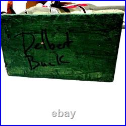 Delbert Buck Navajo Folk Art Wood Carving-Cowboy Bucking Bull Rider-Signed Delbert Buck Navajo Folk Art Wood Carving-Cowboy Bucking Bull Rider-Signed
