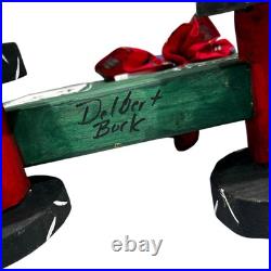 Delbert Buck Navajo Folk Art Wood Carving-Woman and John Deere Tractor-Signed