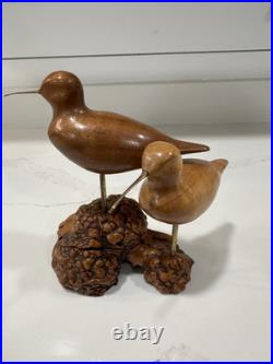Dennis A. Danner Hand-Carved Wooden Shorebirds Sculpture- Vintage Coastal Decor Dennis A. Danner Hand-Carved Wooden Shorebirds Sculpture- Vintage Coastal Decor