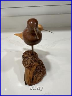 Dennis A. Danner Hand-Carved Wooden Shorebirds Sculpture- Vintage Coastal Decor Dennis A. Danner Hand-Carved Wooden Shorebirds Sculpture- Vintage Coastal Decor