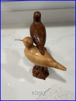 Dennis A. Danner Hand-Carved Wooden Shorebirds Sculpture- Vintage Coastal Decor Dennis A. Danner Hand-Carved Wooden Shorebirds Sculpture- Vintage Coastal Decor