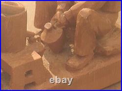 Detailed carving by Jack Eichbaum Moonshiner Tending His Still SIGNED