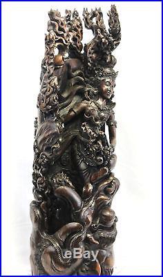 Dewi Ratih Moon Goddess Kala Rau Demon Sculpture Balinese Myth Wood Carving Art