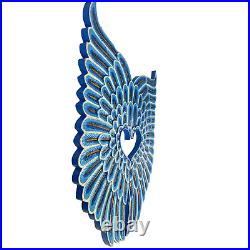 Dewi Sri Goddess Angel Wings Wall art Sculpture Carved Wood Balinese Decor Teal