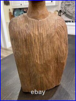 Dominican Republic 13.5 Hard Wood Carving Sculpture Signed Santa Domingo 1983